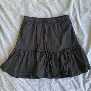 Black Drawstring Ruffle Skirt